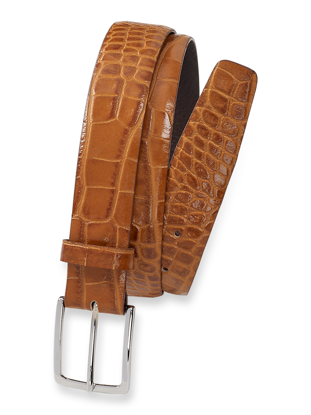 CrocodileEmbossedwithChangeableBuckleBelt-Camel