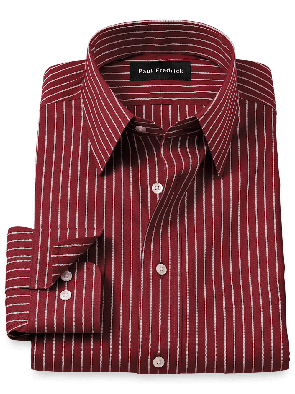 Comfort Stretch Non Iron Stripe Dress Shirt Burgundy Paul Fredrick