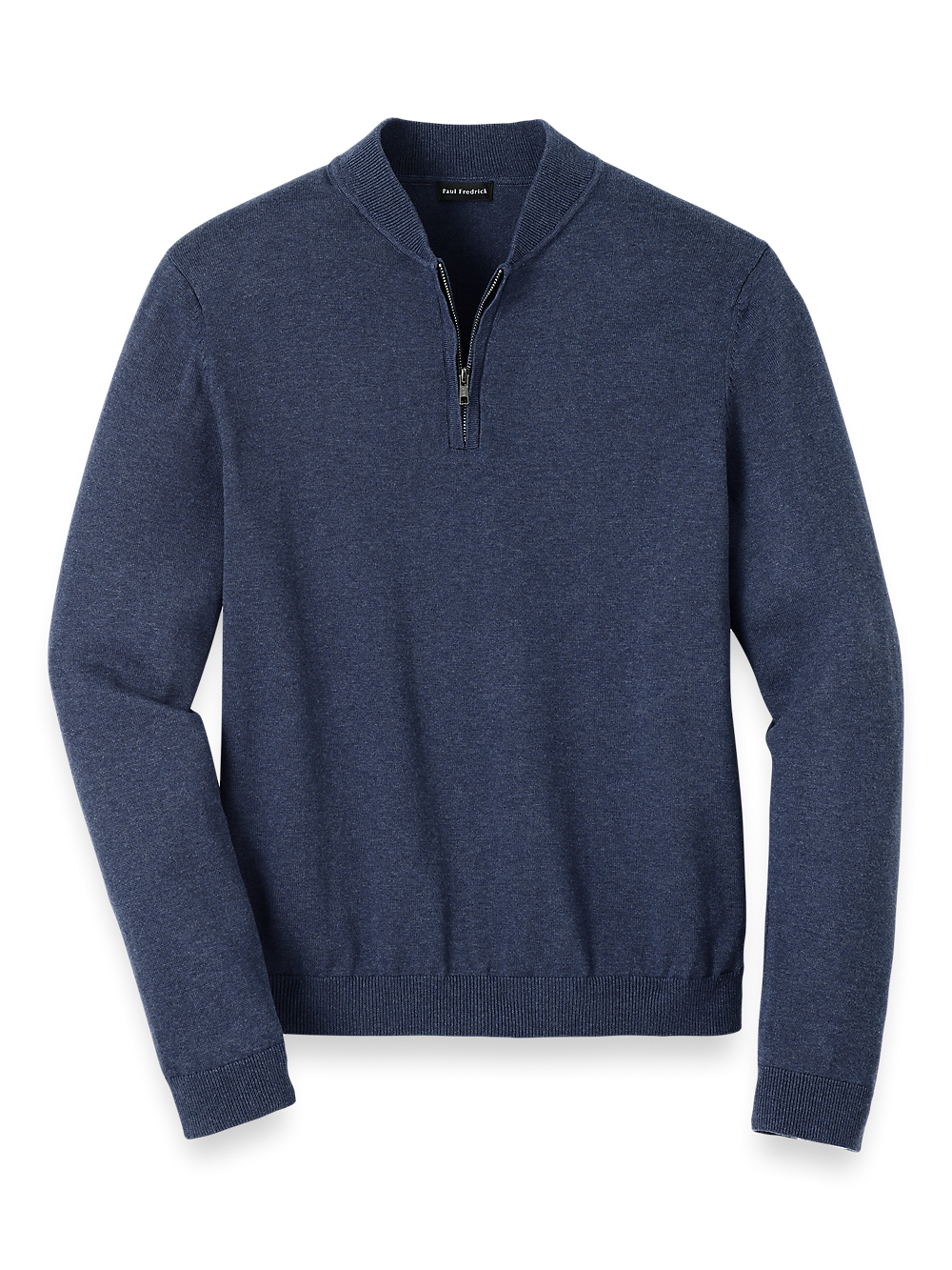 Cotton Quarter Zip Mock Neck Sweater Blue 4X Large Tall