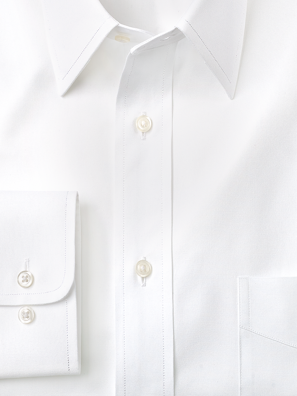 Alternate Image of Pure Cotton Pinpoint Solid Color Straight Collar Dress Shirt-1