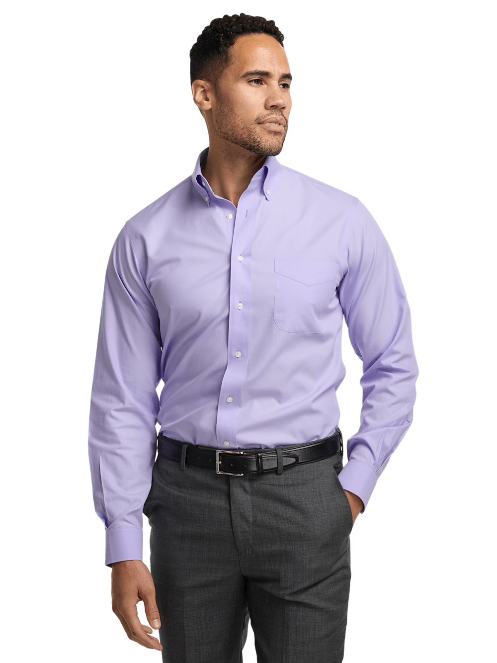 Alternate Image of Non-iron Cotton Pinpoint Solid Button Down Collar Dress Shirt-1