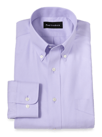 Non-Iron Cotton Pinpoint Solid Button Down Collar Dress Shirt - Lavender