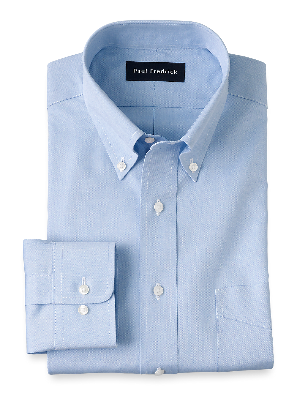 Product Image of Non-iron Cotton Pinpoint Solid Button Down Collar Dress Shirt-Blue