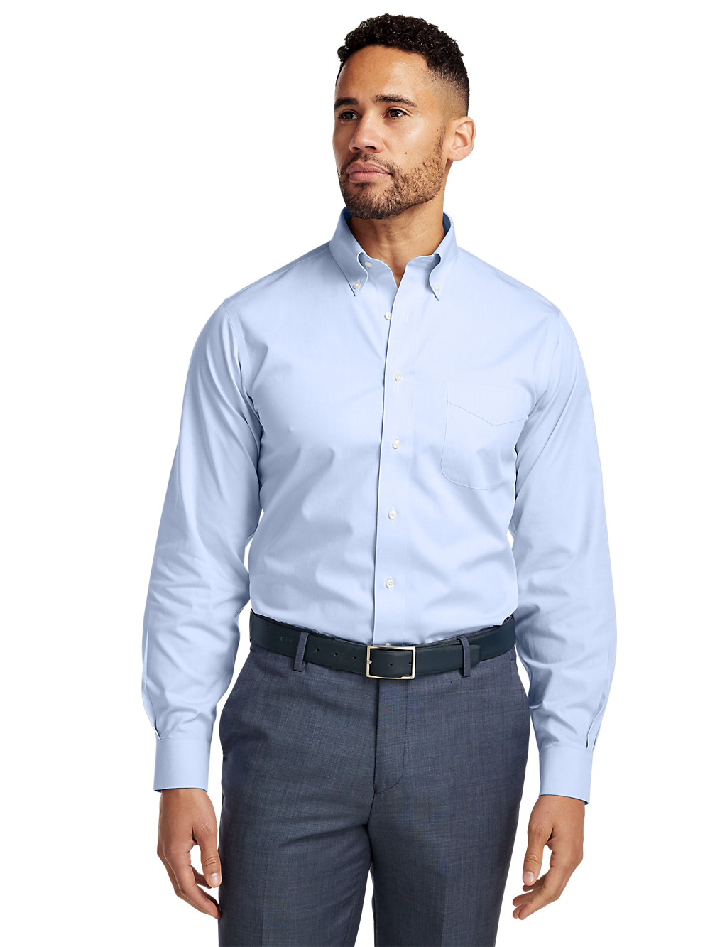 Alternate Image of Non-iron Cotton Pinpoint Solid Button Down Collar Dress Shirt-1