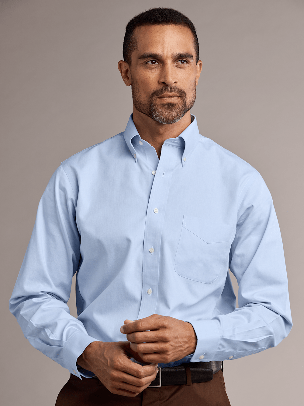 Alternate Image of Non-iron Cotton Pinpoint Solid Button Down Collar Dress Shirt-7