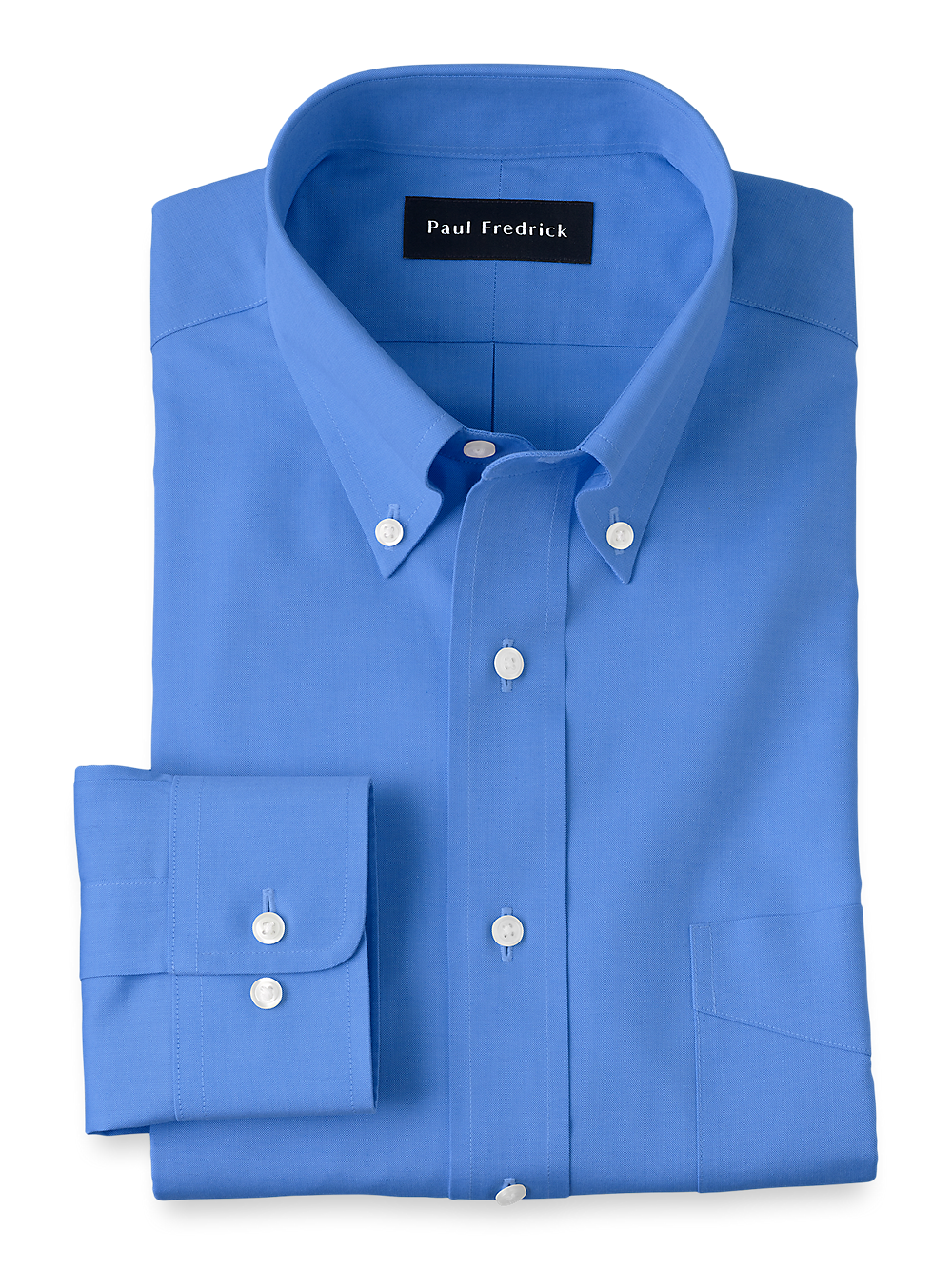 Product Image of Non-iron Cotton Pinpoint Solid Button Down Collar Dress Shirt-French Blue