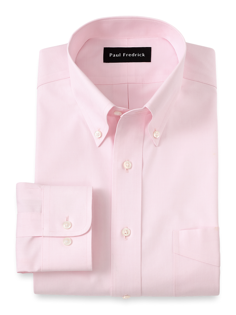 Product Image of Non-iron Cotton Pinpoint Solid Button Down Collar Dress Shirt-Pink