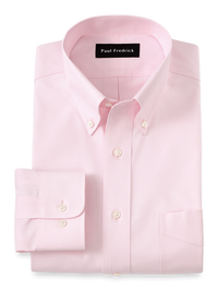 Non-Iron Cotton Pinpoint Solid Button Down Collar Dress Shirt - Pink