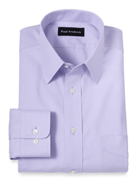 Non-Iron Cotton Pinpoint Solid Point Collar Dress Shirt - Lavender