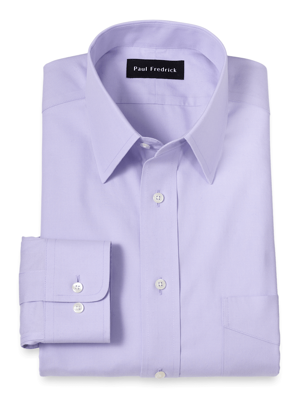 Product Image of Non-iron Cotton Pinpoint Solid Point Collar Dress Shirt-Lavender