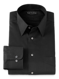 Non-Iron Cotton Pinpoint Solid Point Collar Dress Shirt - Black