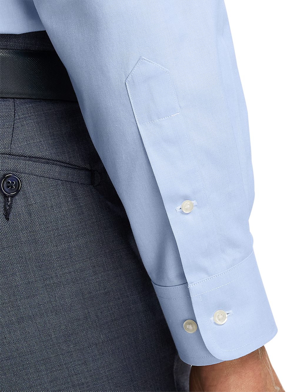 Alternate Image of Non-iron Cotton Pinpoint Solid Point Collar Dress Shirt-3