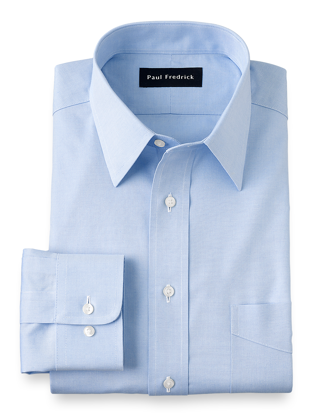 Product Image of Non-iron Cotton Pinpoint Solid Point Collar Dress Shirt-Blue