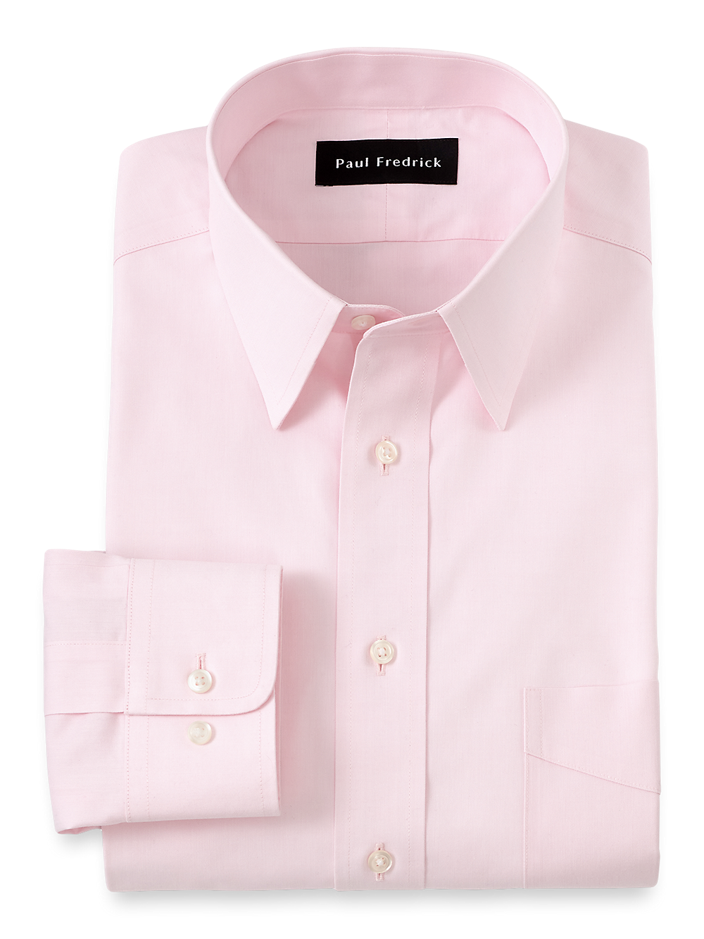 Product Image of Non-iron Cotton Pinpoint Solid Point Collar Dress Shirt-Pink