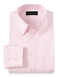 Non-Iron Cotton Pinpoint Solid Point Collar Dress Shirt - Pink