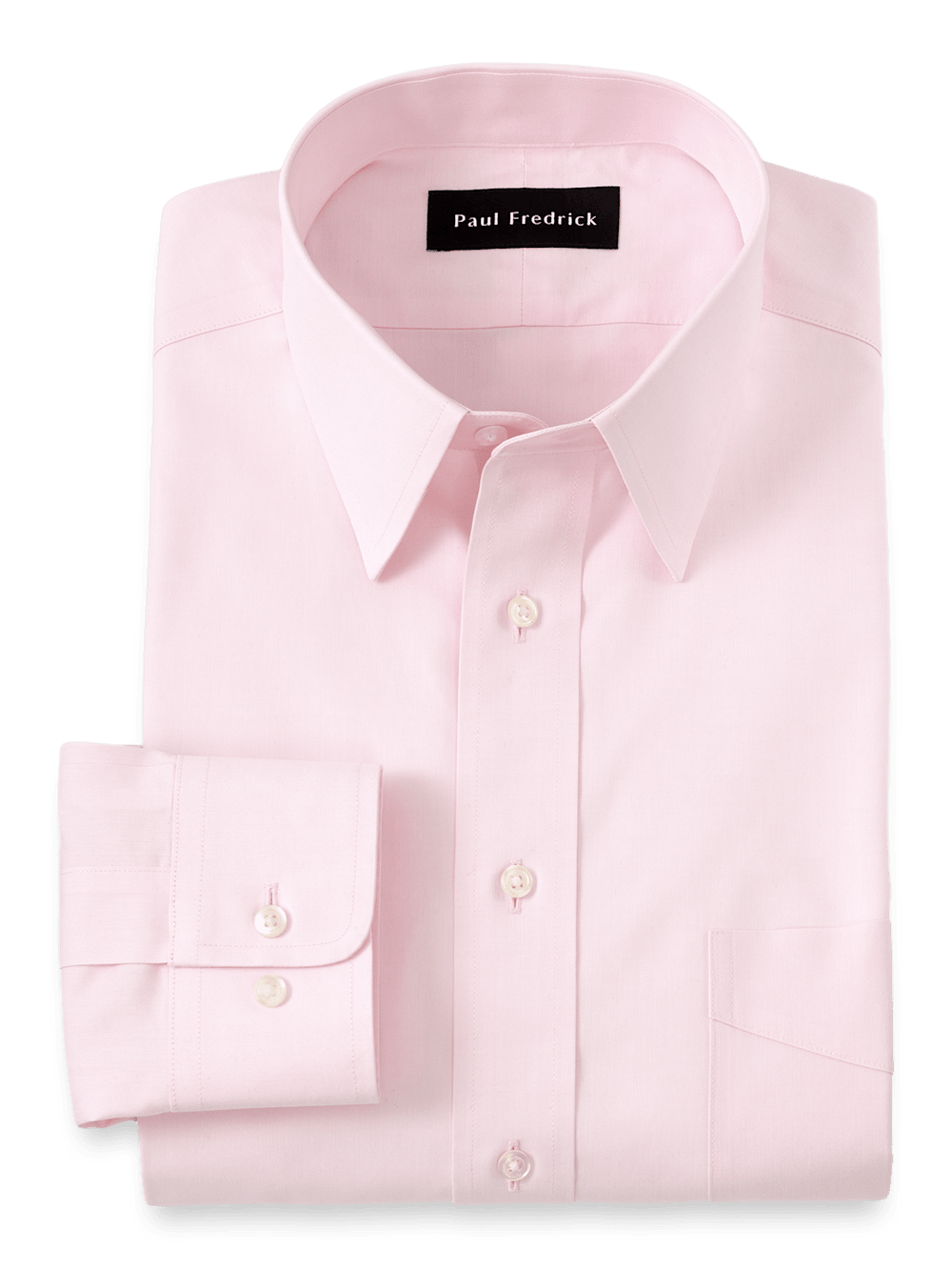 Non-Iron Cotton Pinpoint Solid Point Collar Dress Shirt - Pink – Paul ...