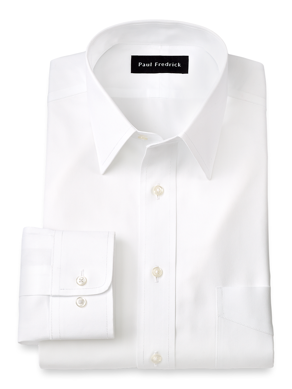 Product Image of Non-iron Cotton Pinpoint Solid Point Collar Dress Shirt-White