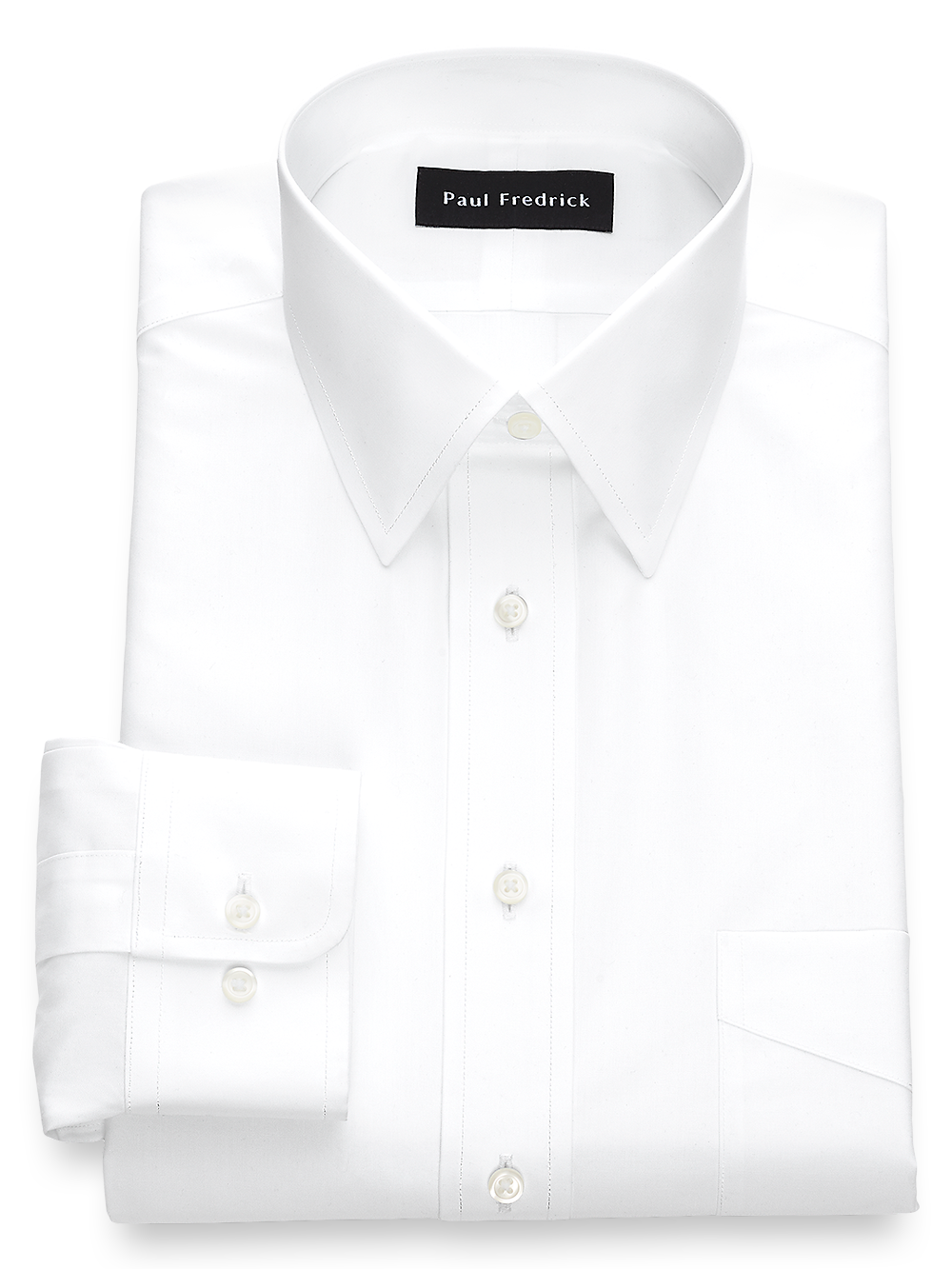 Product Image of Non-iron Cotton Broadcloth Solid Color Straight Collar Dress Shirt-White