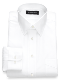 Non-Iron Cotton Broadcloth Solid Color Straight Collar Dress Shirt - White