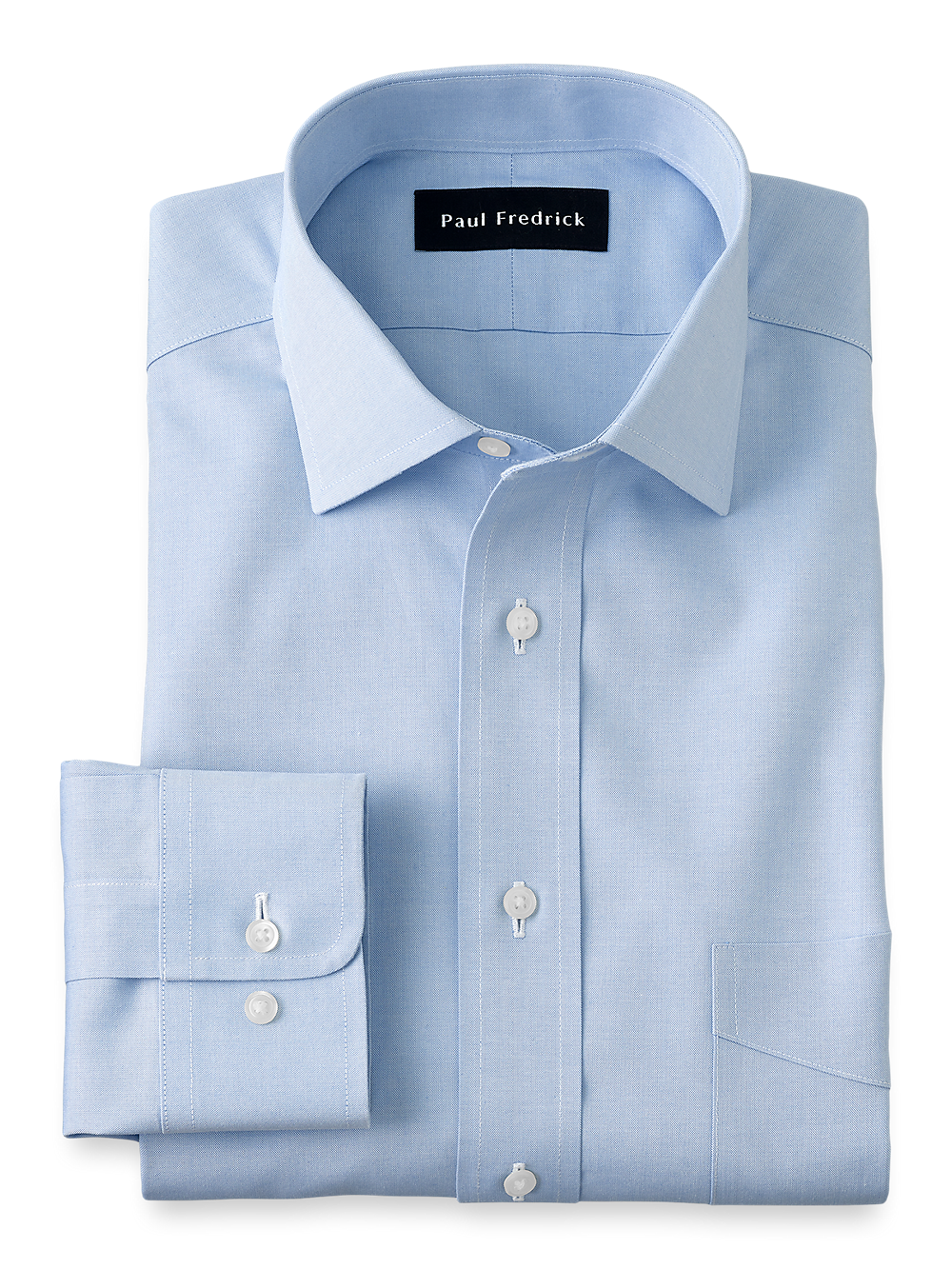 Product Image of Non-iron Cotton Pinpoint Solid Spread Collar Dress Shirt-Blue