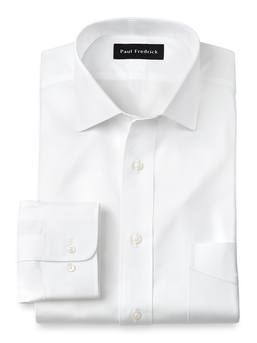 Product Image of Non-iron Cotton Pinpoint Solid Spread Collar Dress Shirt-White