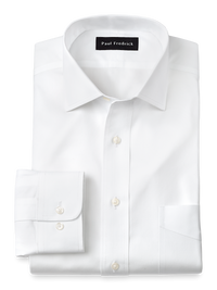 Non-Iron Cotton Pinpoint Solid Spread Collar Dress Shirt - White