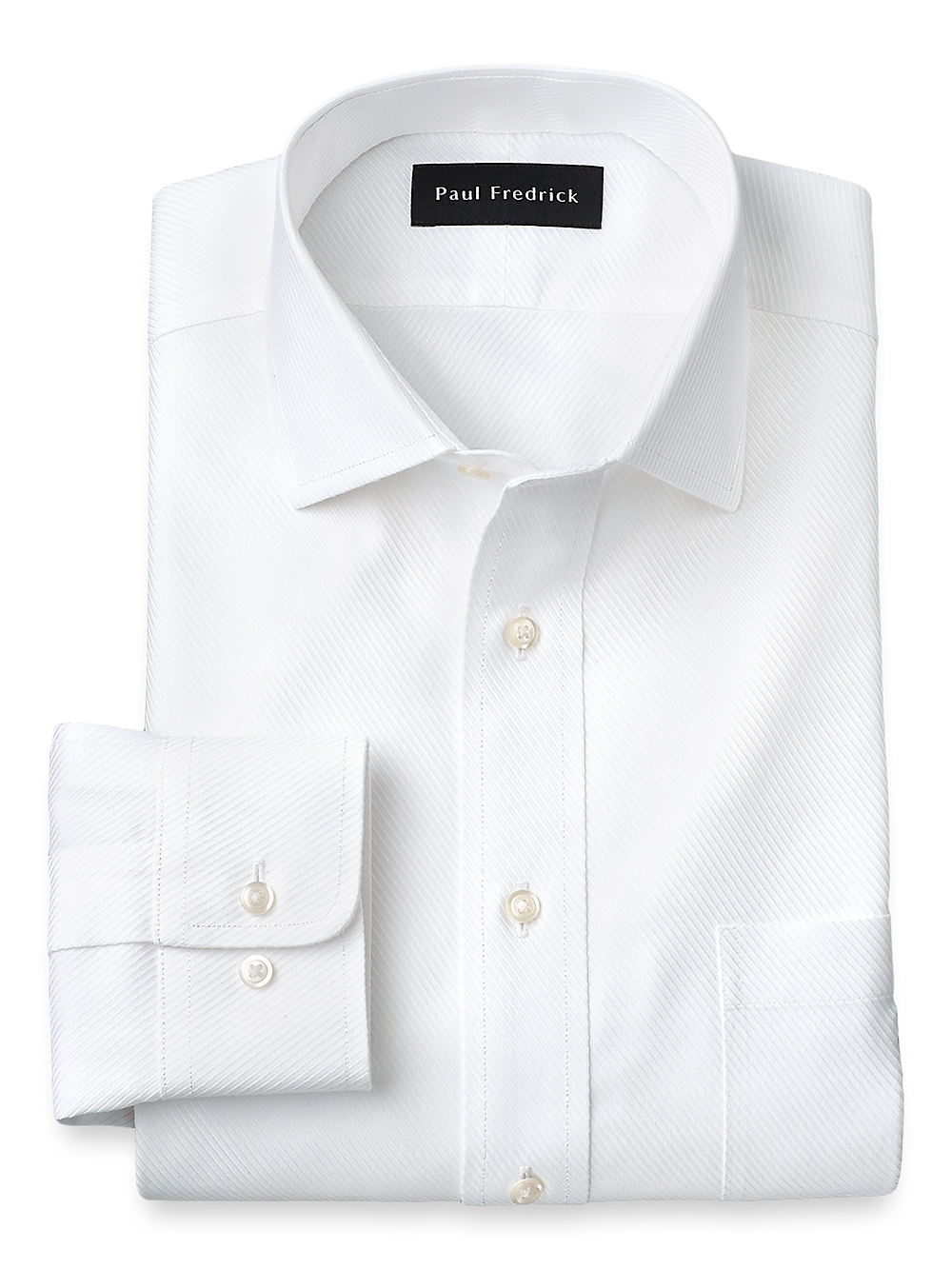 Product Image of Non-iron Cotton Twill Spread Collar Dress Shirt-White