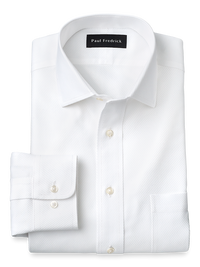 Non-Iron Cotton Twill Spread Collar Dress Shirt - White