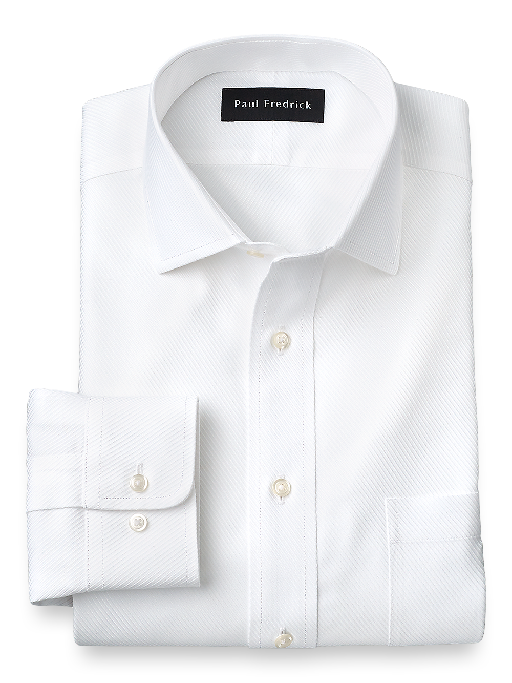 Product Image of Non-iron Cotton Twill Spread Collar Dress Shirt-White