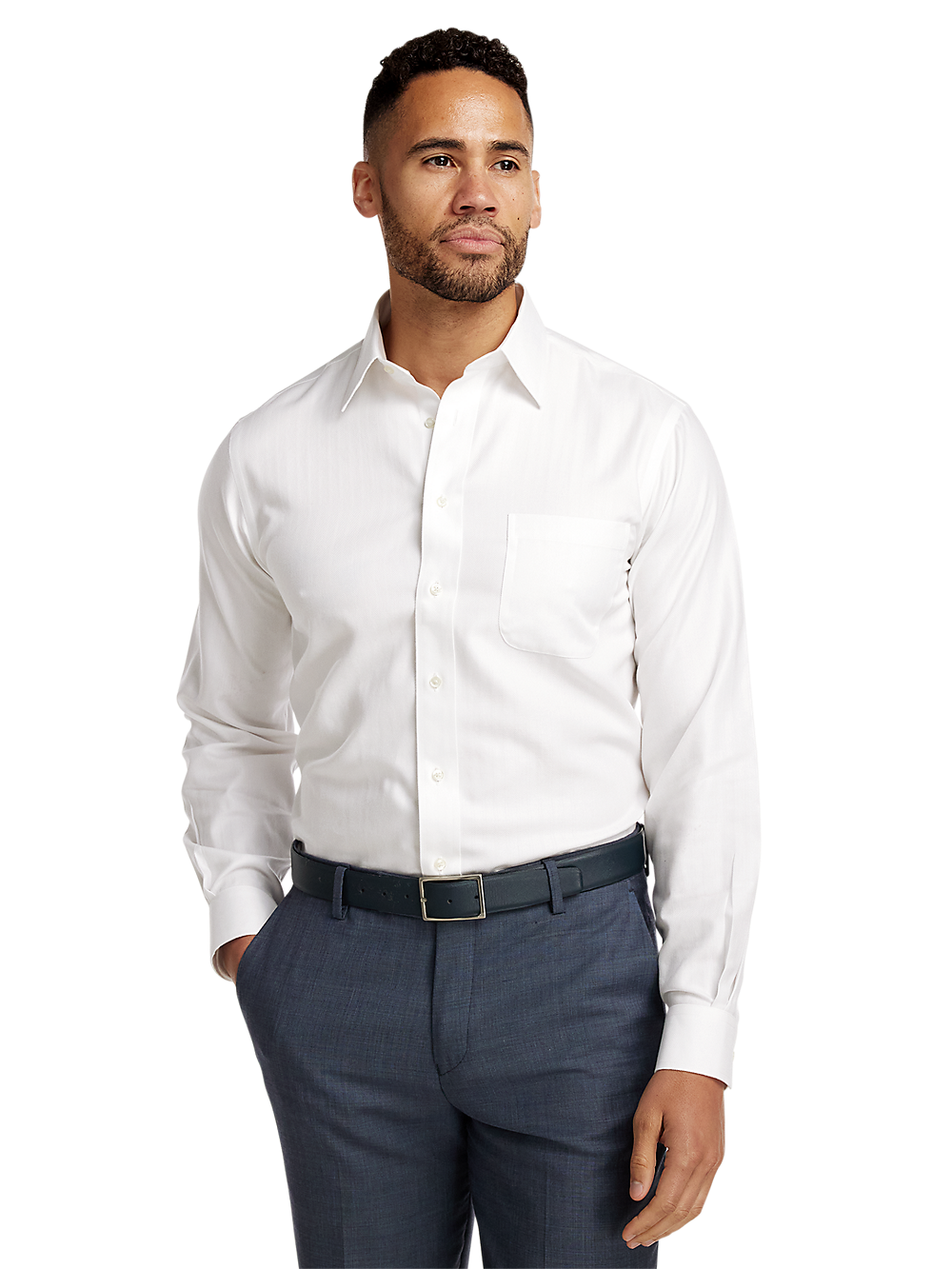 Alternate Image of Non-iron Cotton Herringbone Point Collar Dress Shirt-1