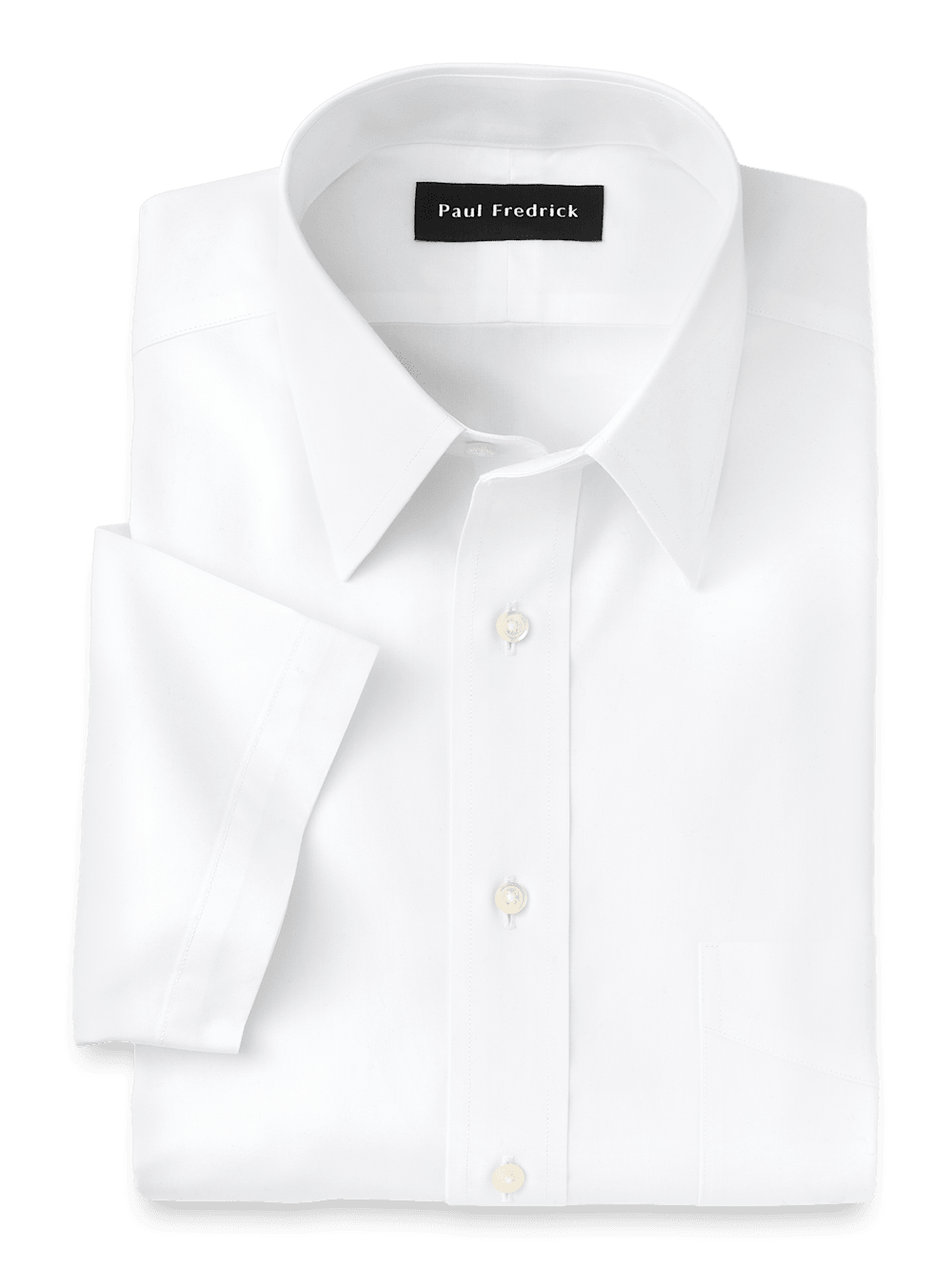 Non-Iron Cotton Pinpoint Solid Point Collar Short Sleeve Dress Shirt ...