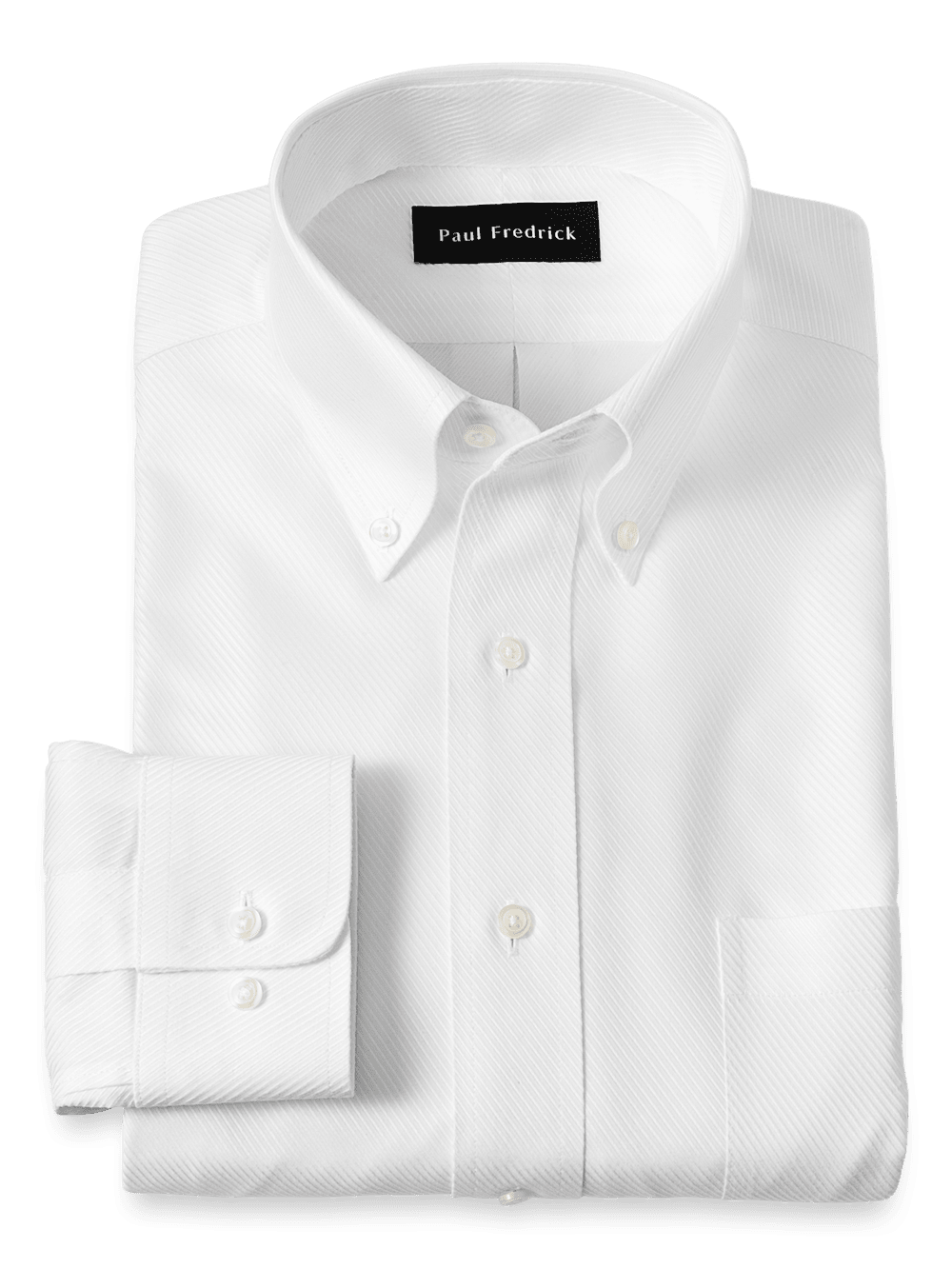 Product Image of Non-iron Cotton Twill Button Down Collar Dress Shirt-White