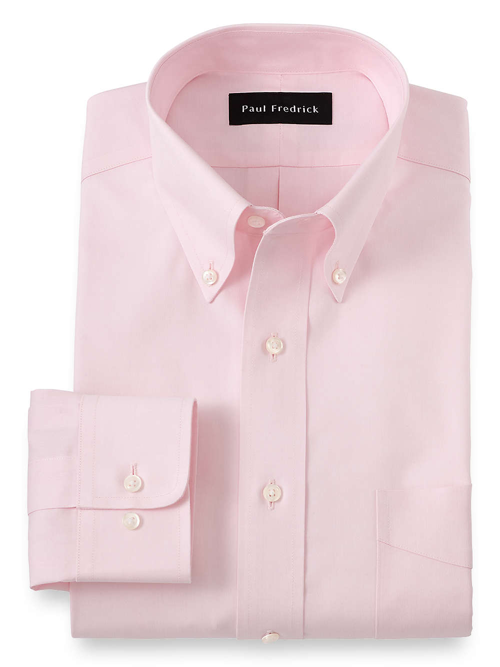 Product Image of Impeccable Non-iron Cotton Pinpoint Solid Color Button Down Collar Dress Shirt-Pink