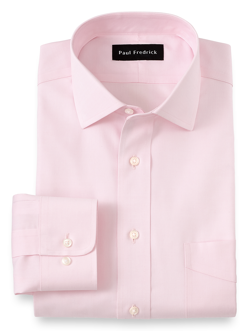 Product Image of Impeccable Non-iron Cotton Pinpoint Solid Color Spread Collar Dress Shirt-Pink