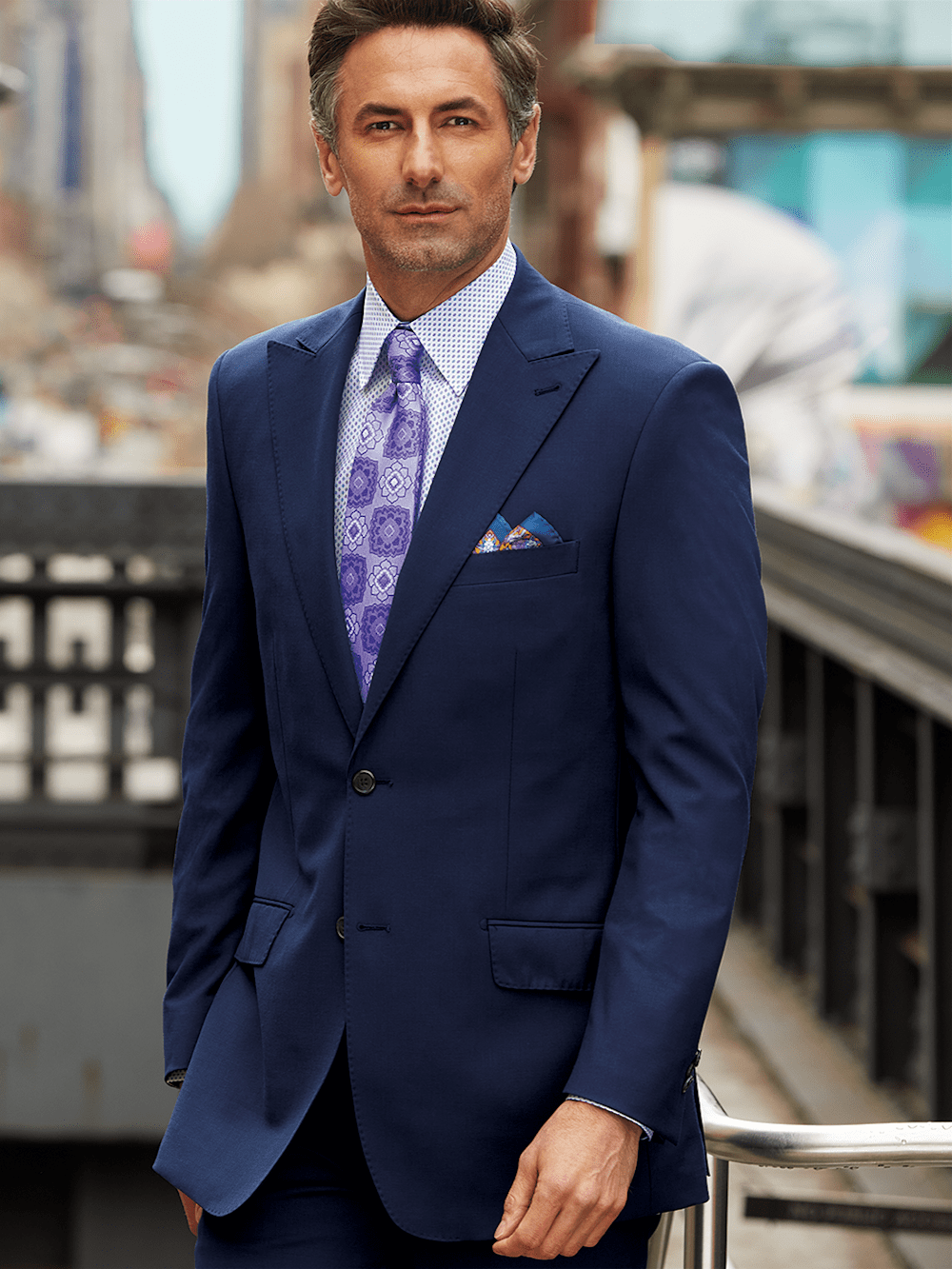 Alternate Image of Wool Stretch Bengaline Single Breasted Peak Lapel Suit-1