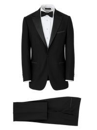 Wool Stretch Peak Lapel Tuxedo - Black