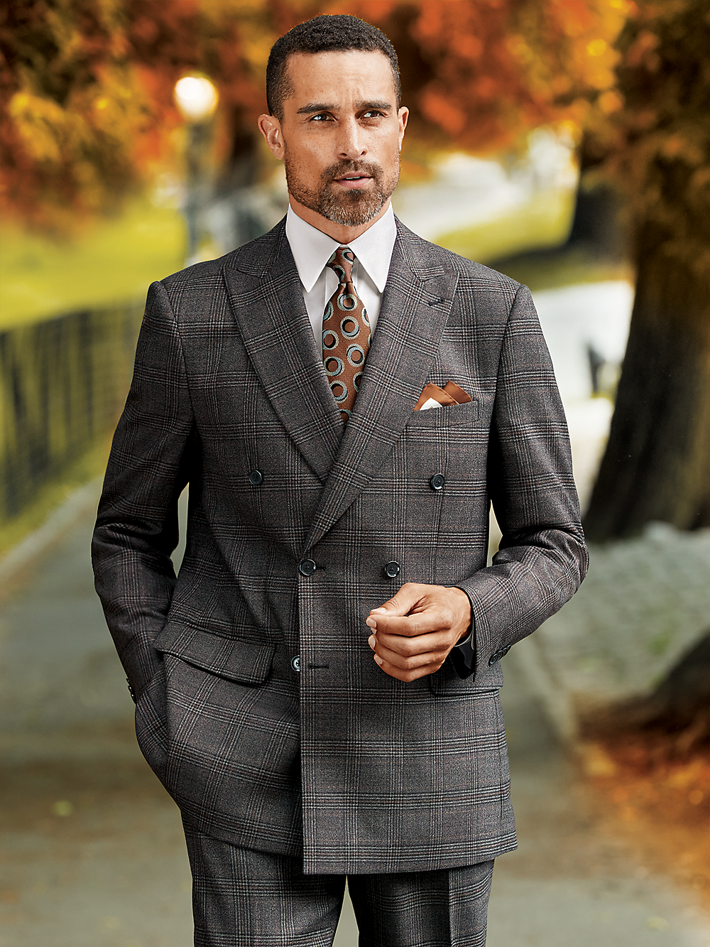 Alternate Image of Wool Plaid Double Breasted Peak Lapel Suit-9