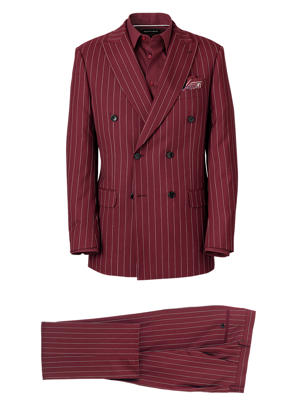 Product Image of Wool Stretch Stripe Double Breasted Peak Lapel Suit-0