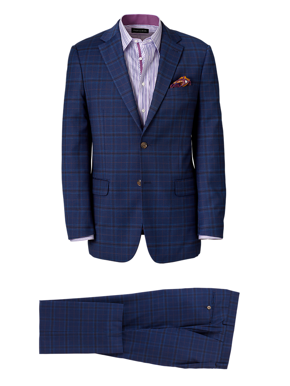 Product Image of Wool Stretch Plaid Single Breasted Notch Lapel Suit-0