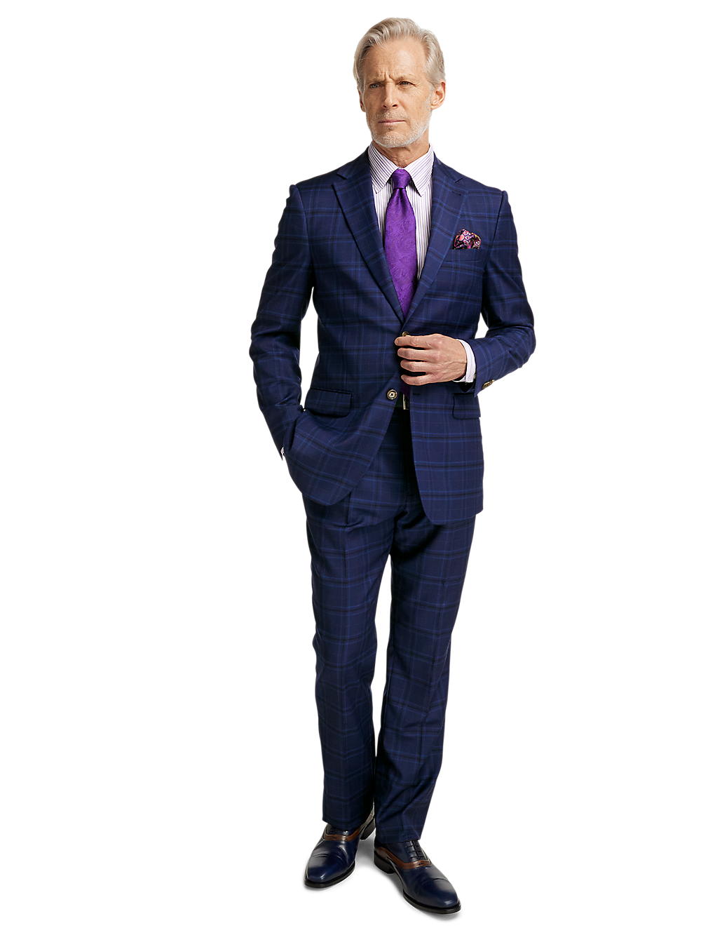 Alternate Image of Wool Stretch Plaid Single Breasted Notch Lapel Suit-1