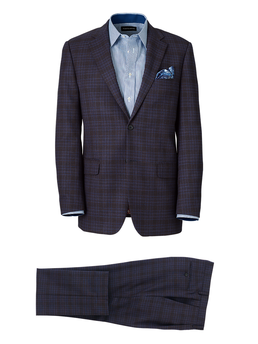 Product Image of Wool Stretch Plaid Single Breasted Notch Lapel Suit-0