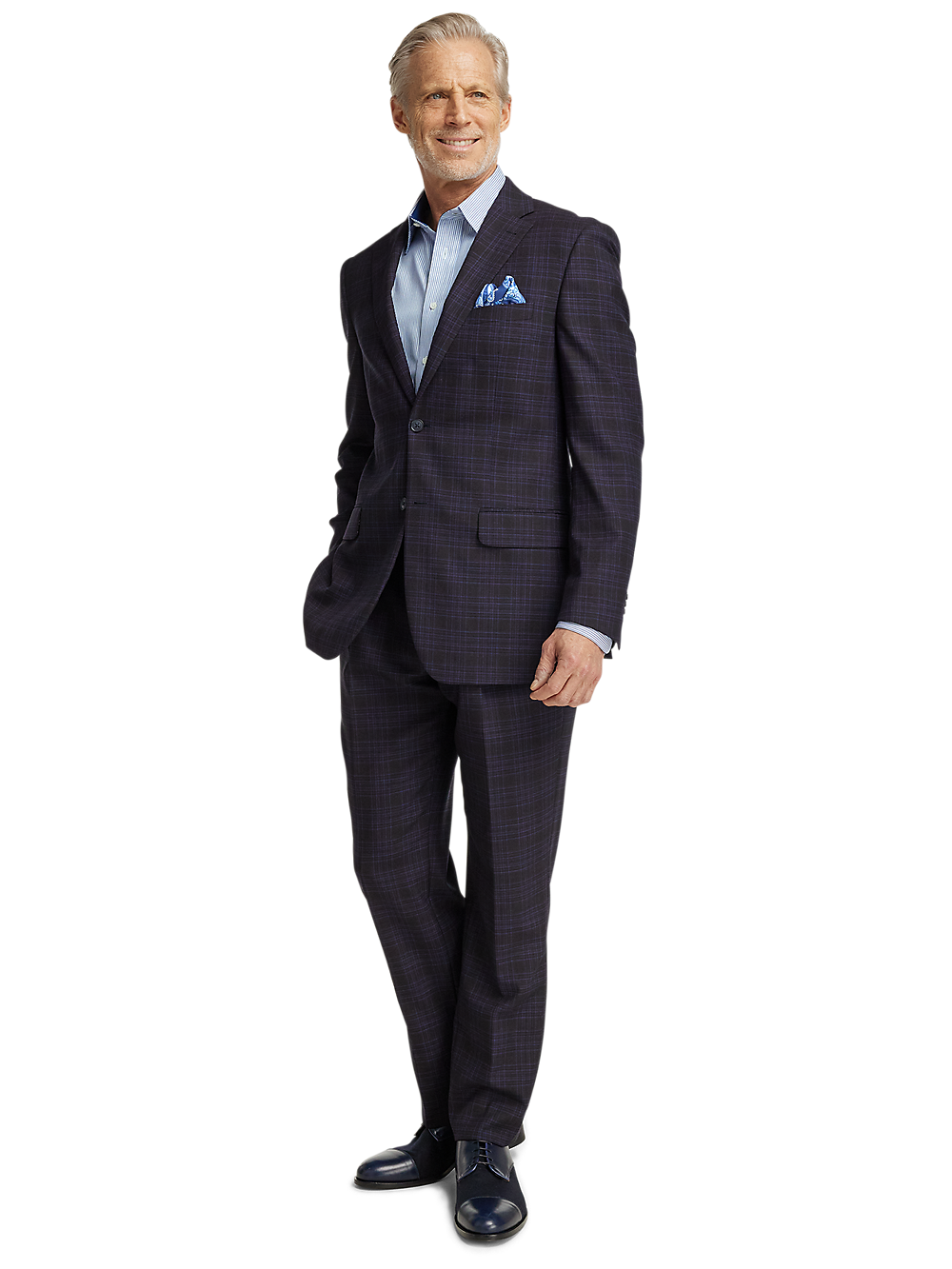 Alternate Image of Wool Stretch Plaid Single Breasted Notch Lapel Suit-1