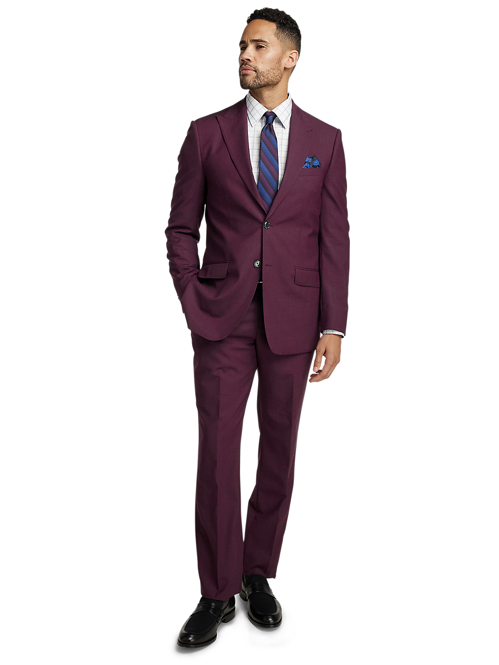 Alternate Image of Wool Stretch Bengaline Single Breasted Peak Lapel Suit-1