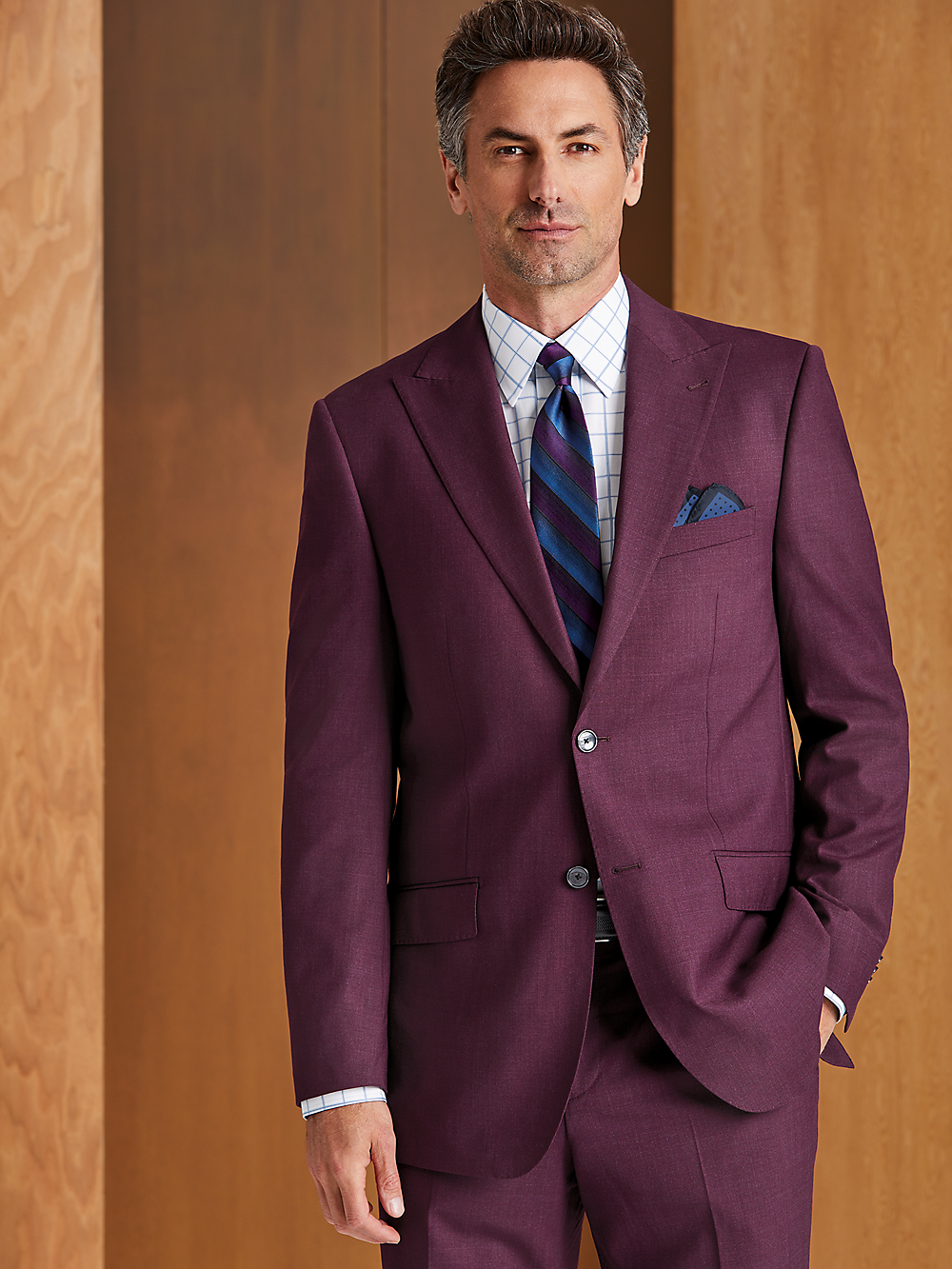 Alternate Image of Wool Stretch Bengaline Single Breasted Peak Lapel Suit-11