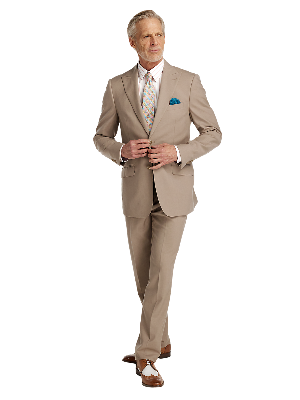 Alternate Image of Wool Stretch Bengaline Single Breasted Peak Lapel Suit-1