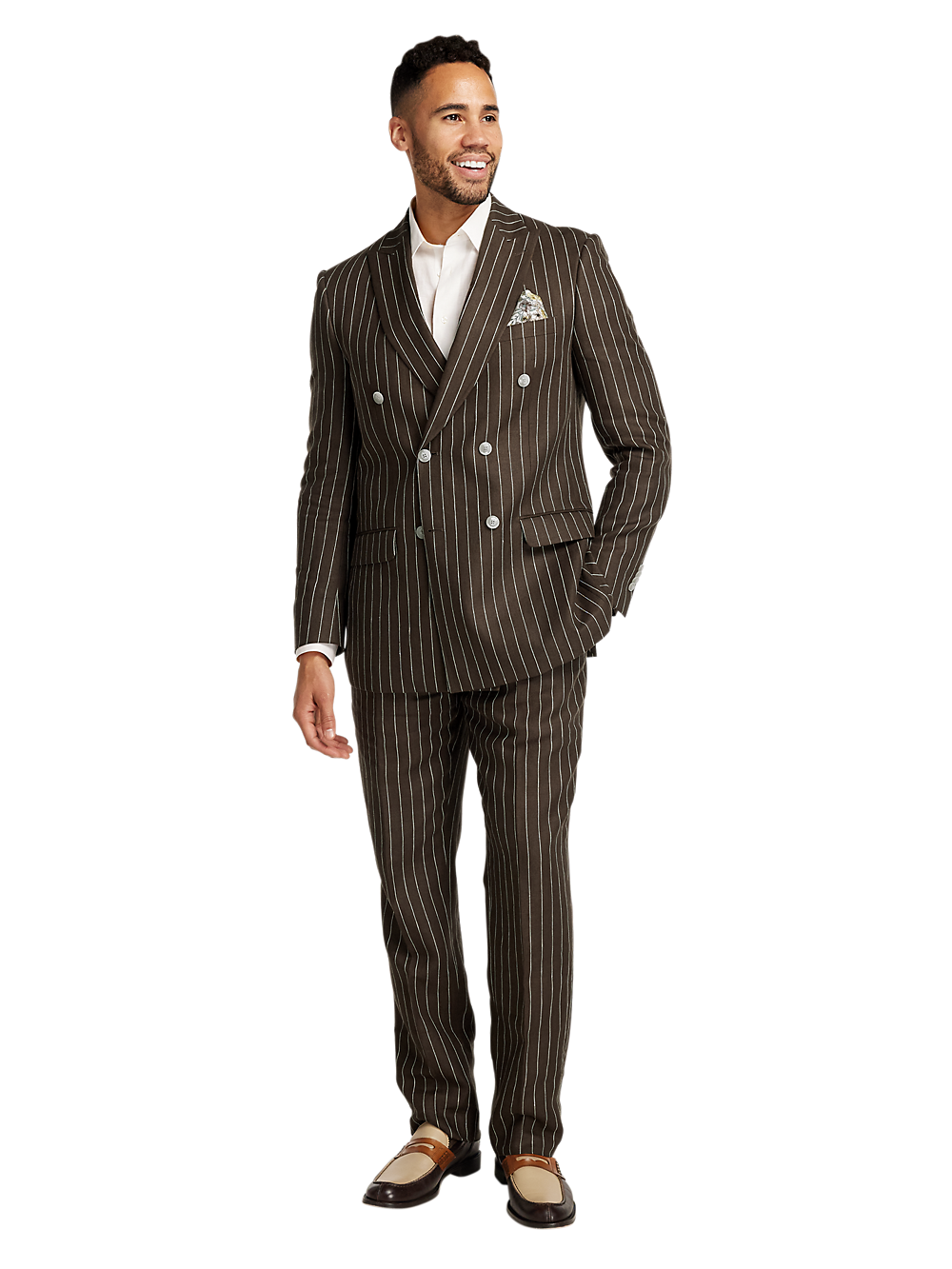 Alternate Image of Linen Pinstripe Double Breasted Peak Lapel Suit-1