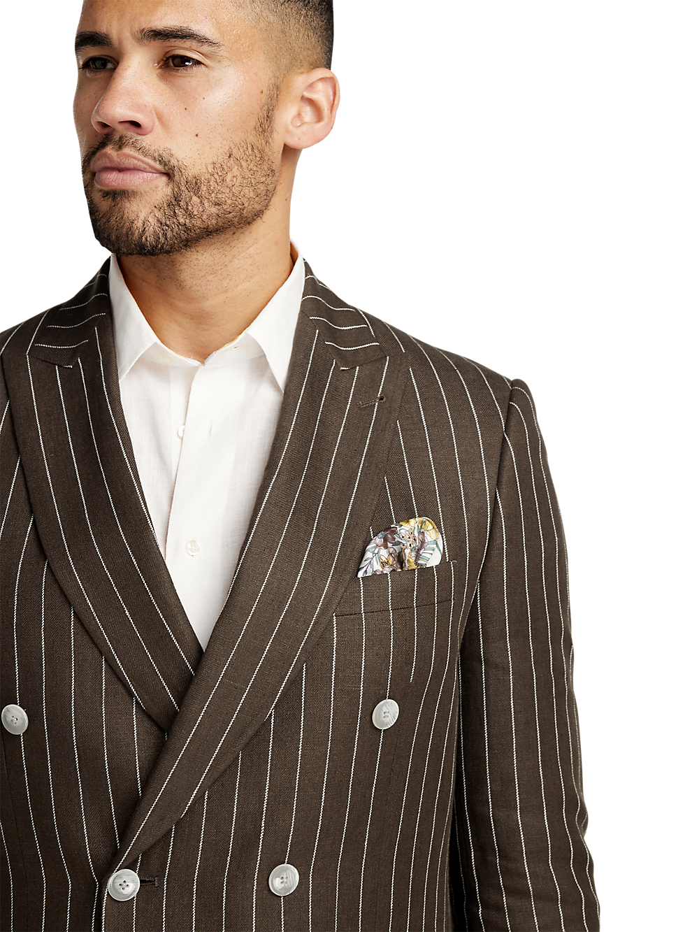 Alternate Image of Linen Pinstripe Double Breasted Peak Lapel Suit-2