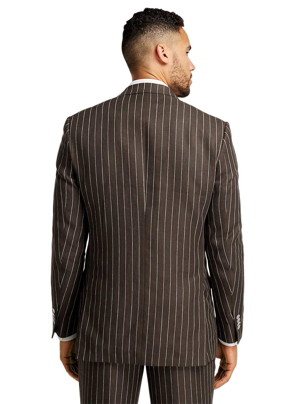 Alternate Image of Linen Pinstripe Double Breasted Peak Lapel Suit-6