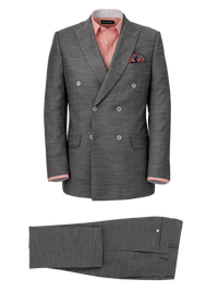 Performance Blend Double Breasted Peak Lapel Suit - Charcoal