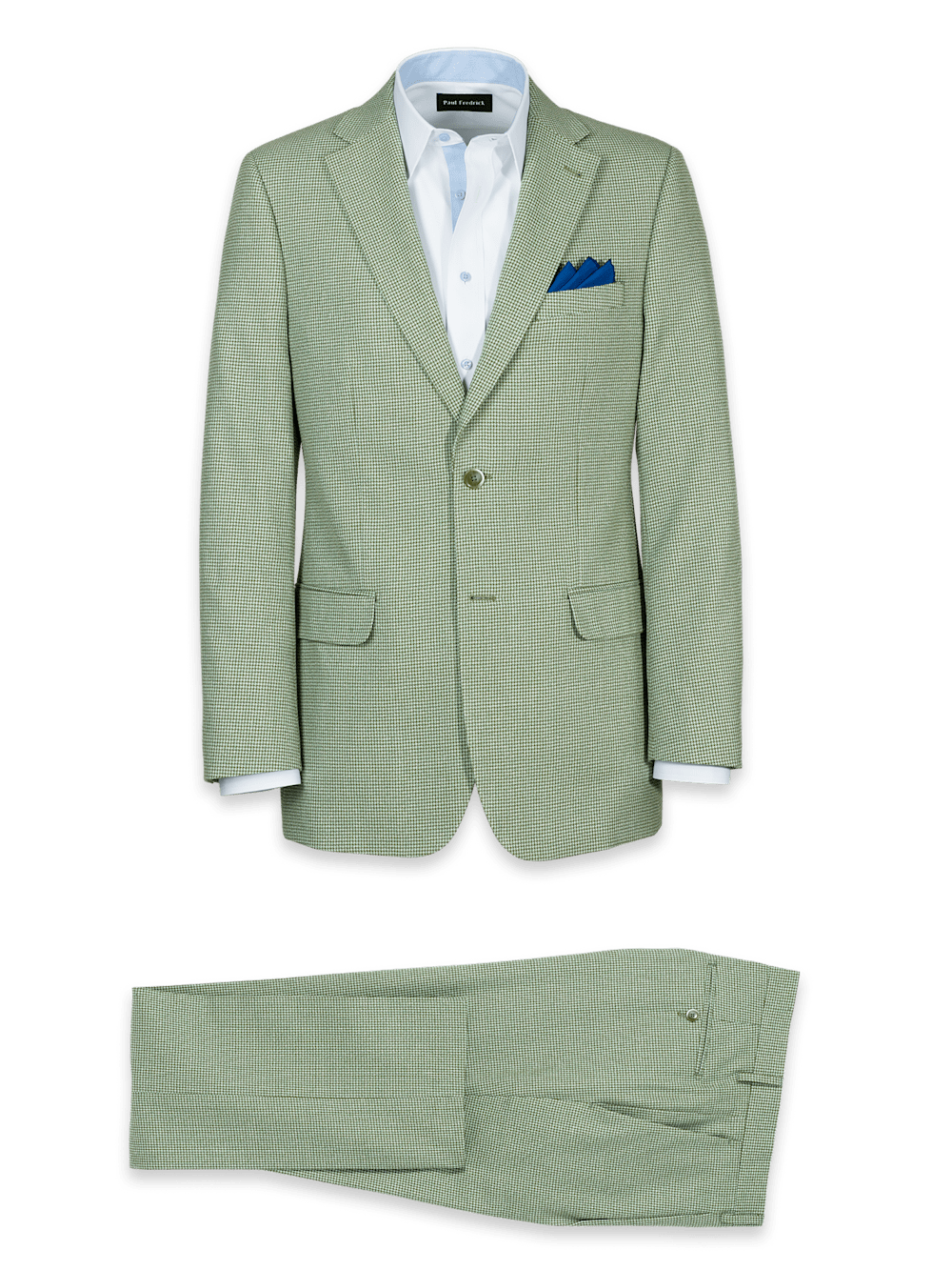 Product Image of Cotton Blend Houndstooth Single Breasted Notch Lapel Suit-0